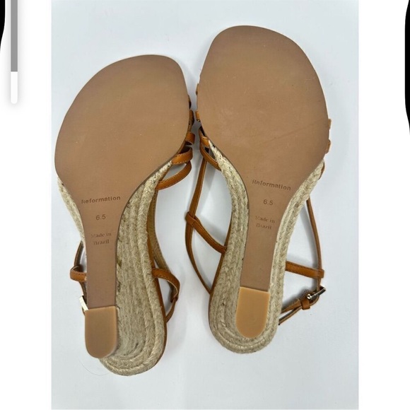 Reformation Ava Wedge Espadrille Heeled Slingback Sandal Tan Brown Spring Sz6.5 - Picture 7 of 8